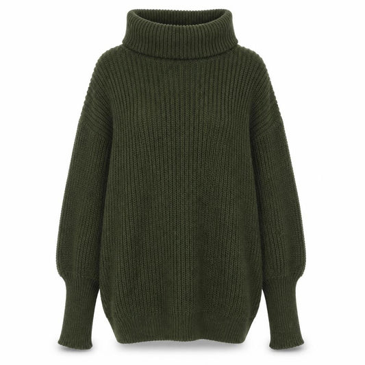 Apricot Women Green Roll Neck Chunky Knit Long Sleeve Pullover Jumper S