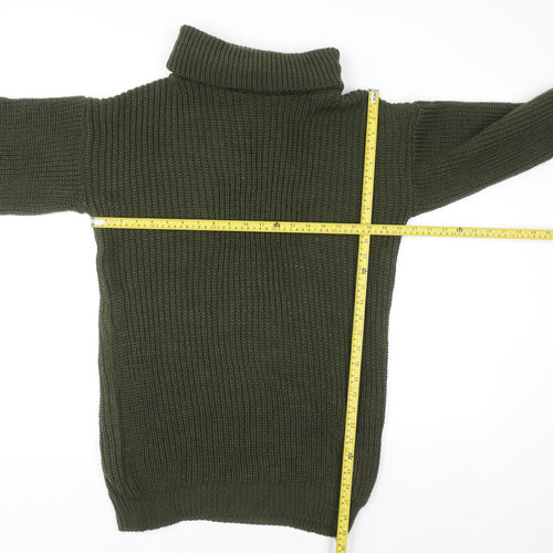 Apricot Women Green Roll Neck Chunky Knit Long Sleeve Pullover Jumper S