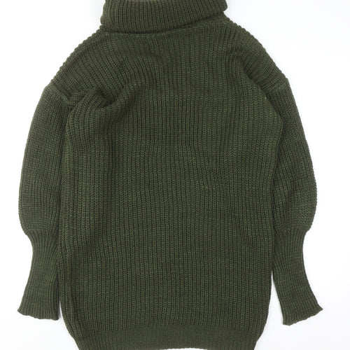 Apricot Women Green Roll Neck Chunky Knit Long Sleeve Pullover Jumper S