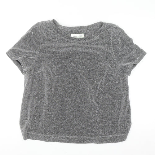 Carolyn Donnelly The Edit Womens Grey Glitter T-Shirt UK 14 Short Sleeve