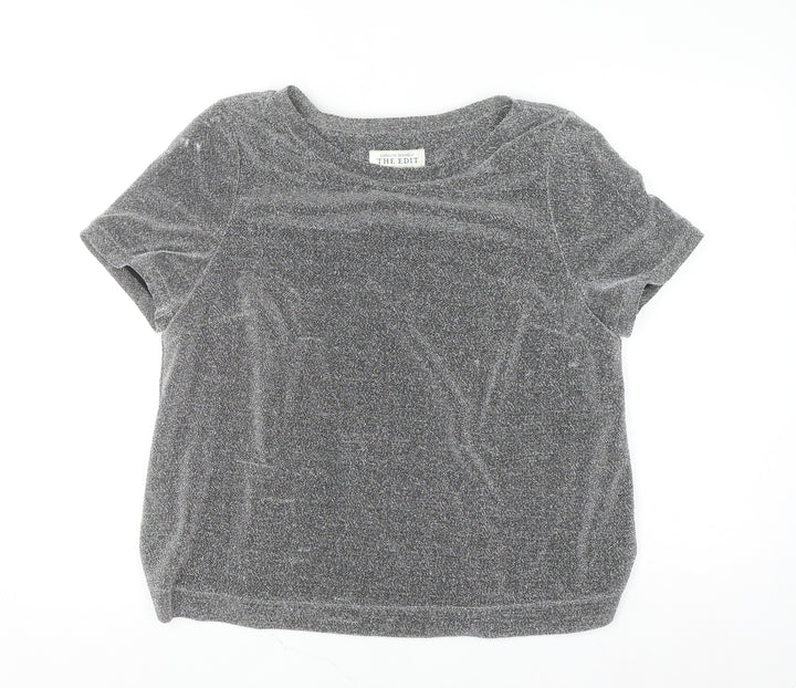 Carolyn Donnelly The Edit Womens Grey Glitter T-Shirt UK 14 Short Sleeve