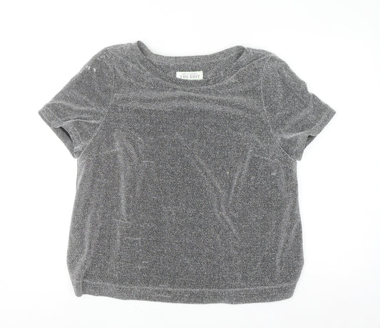 Carolyn Donnelly The Edit Womens Grey Glitter T-Shirt UK 14 Short Sleeve