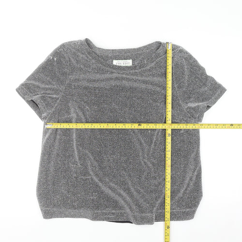 Carolyn Donnelly The Edit Womens Grey Glitter T-Shirt UK 14 Short Sleeve