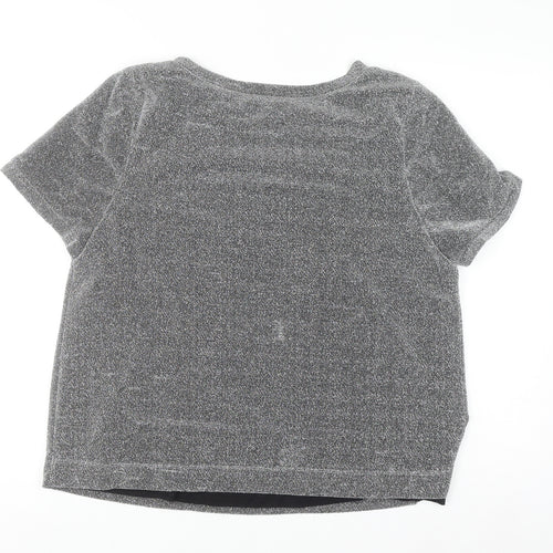 Carolyn Donnelly The Edit Womens Grey Glitter T-Shirt UK 14 Short Sleeve