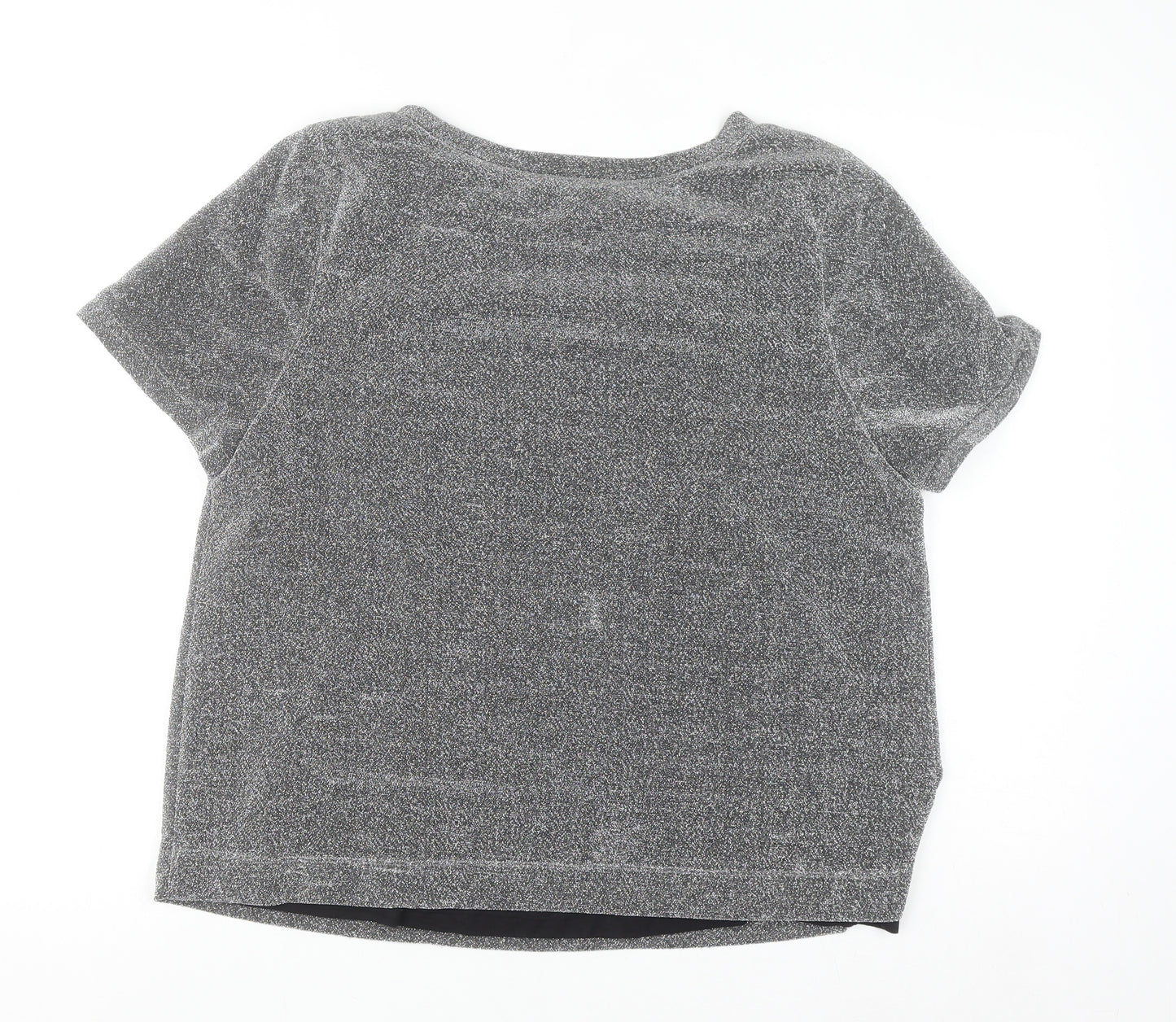 Carolyn Donnelly The Edit Womens Grey Glitter T-Shirt UK 14 Short Sleeve