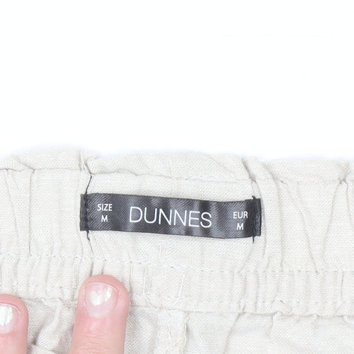 Dunnes Men Beige Linen Cotton Elastic Waist Casual Shorts Size M