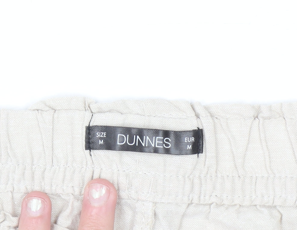 Dunnes Men Beige Linen Cotton Elastic Waist Casual Shorts Size M