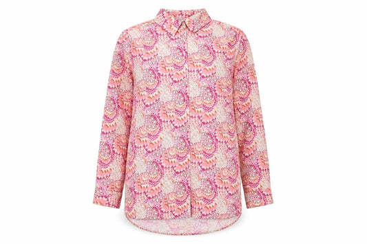 Front view of Gallery women’s multicoloured geometric blouse, size UK 12