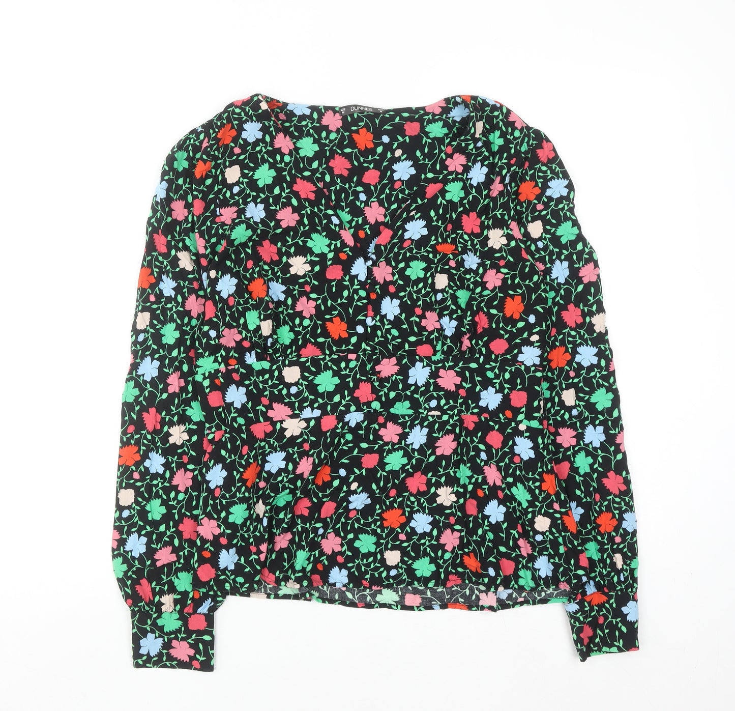 Dunnes Women’s Multicoloured Floral Viscose Blouse Size M Long Sleeve