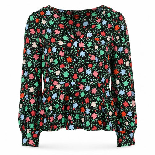 Dunnes Women’s Multicoloured Floral Viscose Blouse Size M Long Sleeve