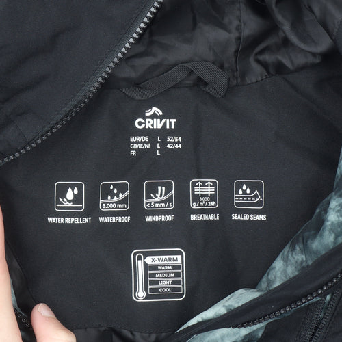 Crivit Men’s Black Hooded Waterproof Parka Jacket L 42in Winter Outdoor