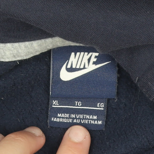 Nike Men's Blue XL Pullover Hoodie Fleece Cotton Logo Sportswear