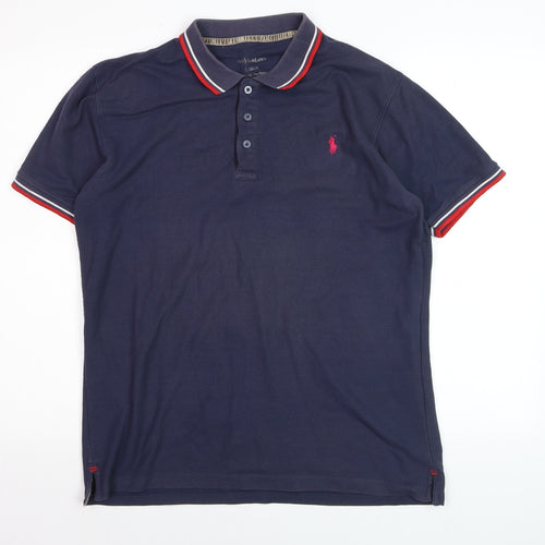 Ralph Lauren Men's Blue Classic Fit Cotton Polo Shirt Size L