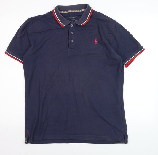 Ralph Lauren Men's Blue Classic Fit Cotton Polo Shirt Size L