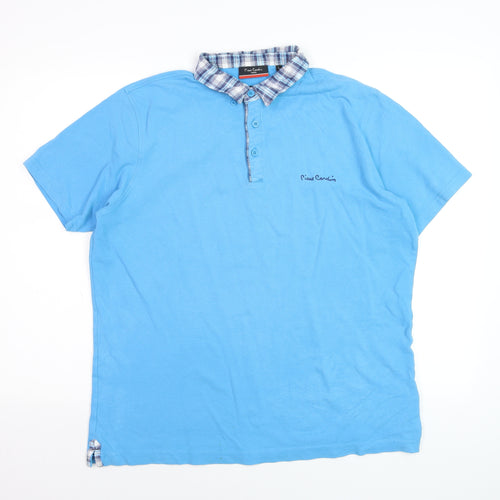 Pierre Cardin Men's Blue Regular Fit Cotton Polo Shirt Size L