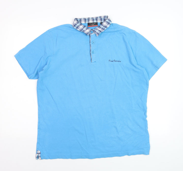 Pierre Cardin Men's Blue Regular Fit Cotton Polo Shirt Size L