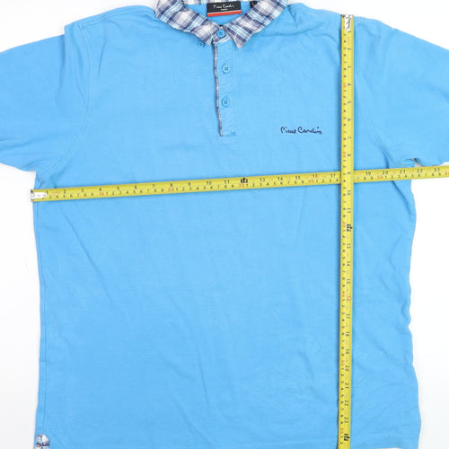 Pierre Cardin Men's Blue Regular Fit Cotton Polo Shirt Size L