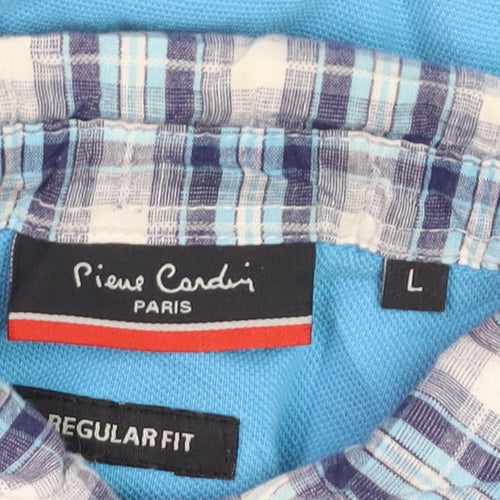 Pierre Cardin Men's Blue Regular Fit Cotton Polo Shirt Size L