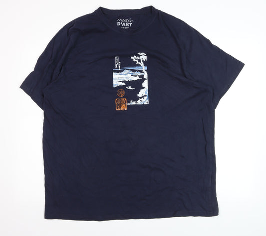 Next Men’s Navy Blue XL Art Graphic Cotton Regular Fit T-Shirt