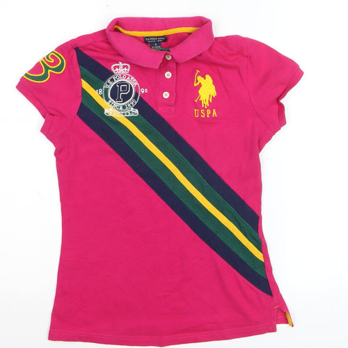 U.S. Polo Assn. Women's Pink Polo Shirt Size S Embroidered Classic Style