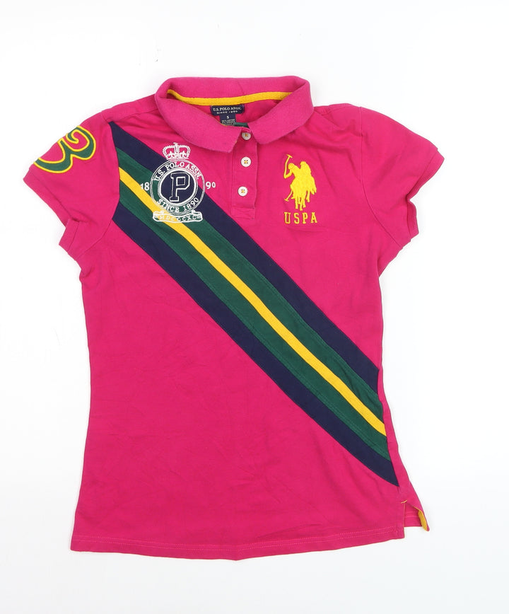 U.S. Polo Assn. Women's Pink Polo Shirt Size S Embroidered Classic Style