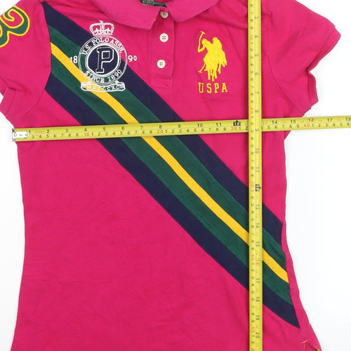 U.S. Polo Assn. Women's Pink Polo Shirt Size S Embroidered Classic Style