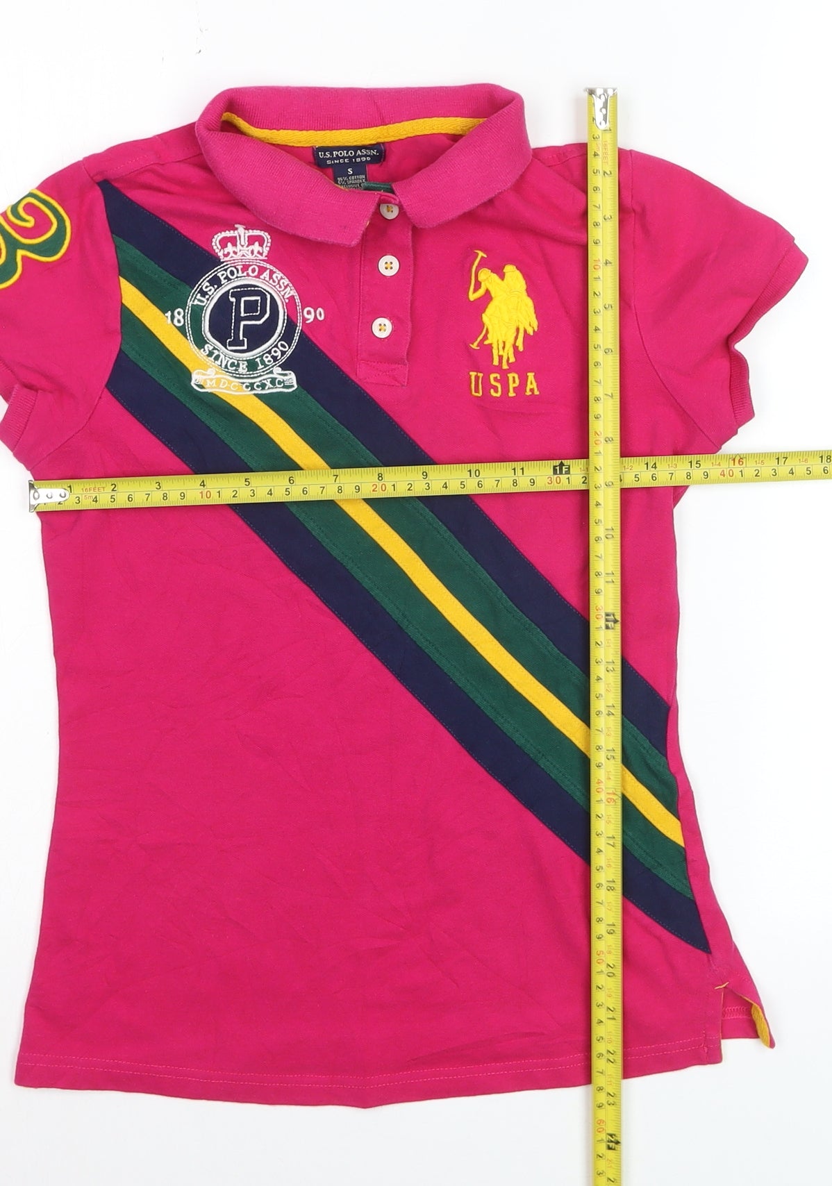 U.S. Polo Assn. Women's Pink Polo Shirt Size S Embroidered Classic Style