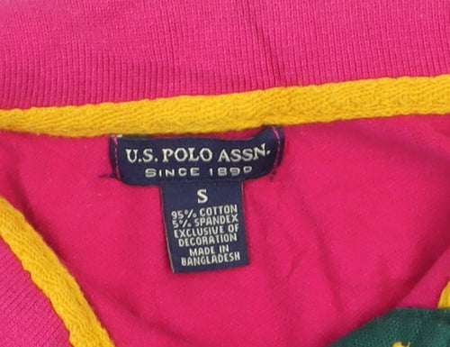 U.S. Polo Assn. Women's Pink Polo Shirt Size S Embroidered Classic Style
