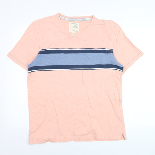 Fat Face Men's Pink Colourblock Cotton Short Sleeve Polo - L