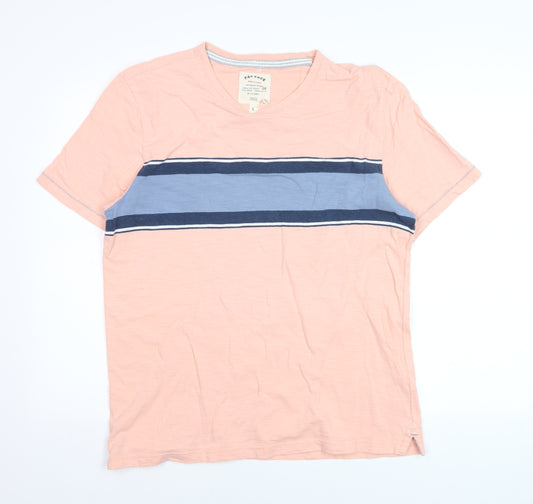 Fat Face Men's Pink Colourblock Cotton Short Sleeve Polo - L
