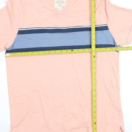 Fat Face Men's Pink Colourblock Cotton Short Sleeve Polo - L