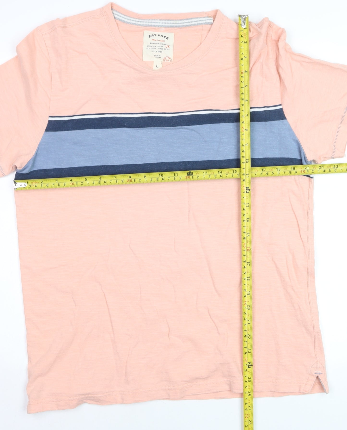 Fat Face Men's Pink Colourblock Cotton Short Sleeve Polo - L