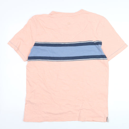 Fat Face Men's Pink Colourblock Cotton Short Sleeve Polo - L