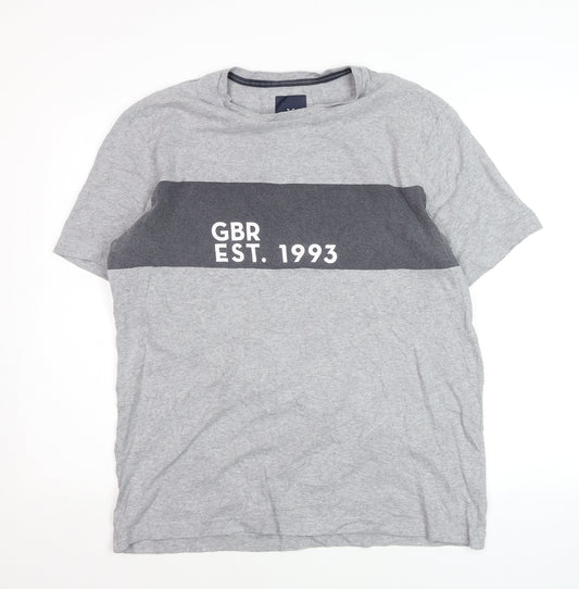 Crew Clothing Company Men's Grey GBR Graphic Cotton T-Shirt Size L