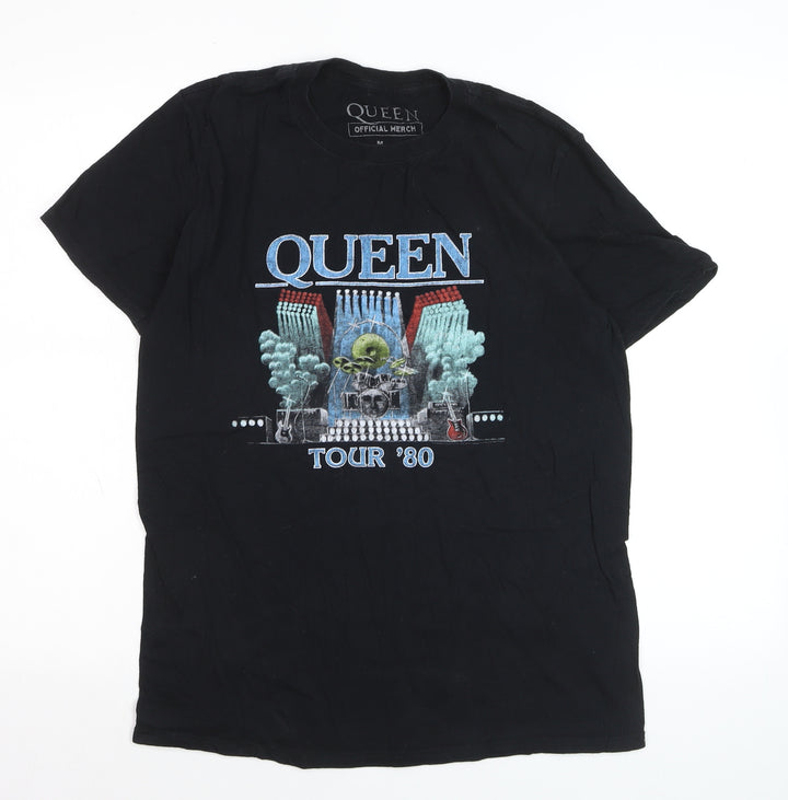 Queen Official Merch Men's Black Medium 80s Rock Band T-Shirt
