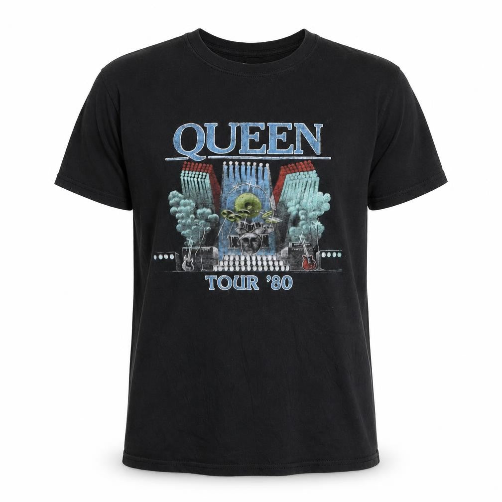 Queen Official Merch Men's Black Medium 80s Rock Band T-Shirt
