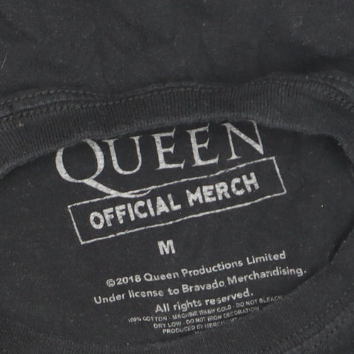Queen Official Merch Men's Black Medium 80s Rock Band T-Shirt