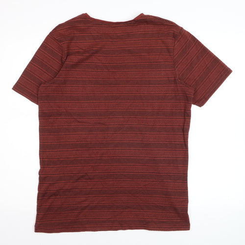 Jack & Jones Men's Red Striped Crew Neck T-Shirt Size L
