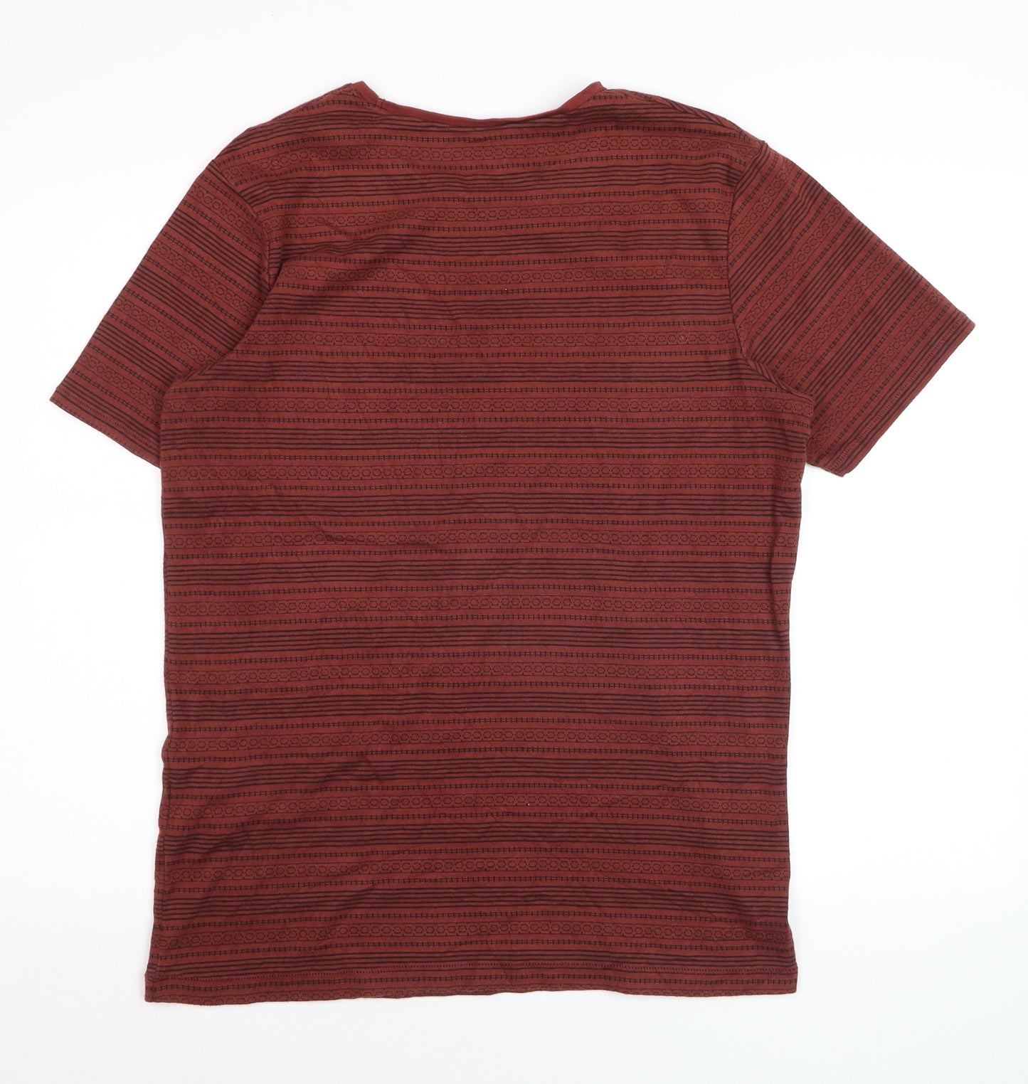 Jack & Jones Men's Red Striped Crew Neck T-Shirt Size L