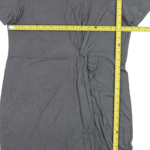 Body Flirt Womens Grey Sheath Dress M Short Sleeve Scoop Neck Ruched