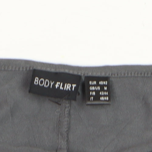 Body Flirt Womens Grey Sheath Dress M Short Sleeve Scoop Neck Ruched