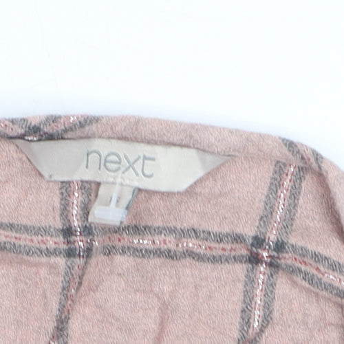 Next Women's Pink Check Wrap Blouse Size 14 Long Sleeve V-Neck