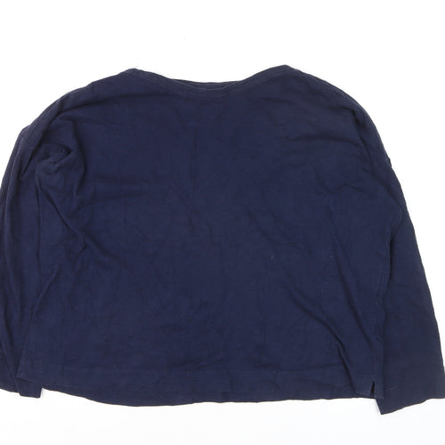 Whistles Women's Blue Cotton Long Sleeve T-Shirt L