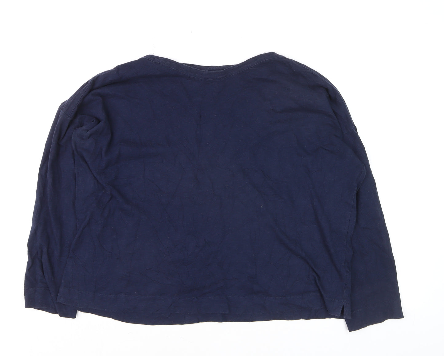 Whistles Women's Blue Cotton Long Sleeve T-Shirt L