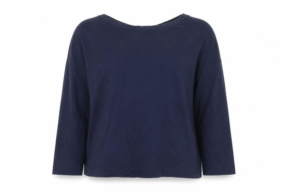 Whistles Women's Blue Cotton Long Sleeve T-Shirt L