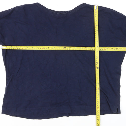 Whistles Women's Blue Cotton Long Sleeve T-Shirt L
