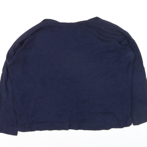 Whistles Women's Blue Cotton Long Sleeve T-Shirt L