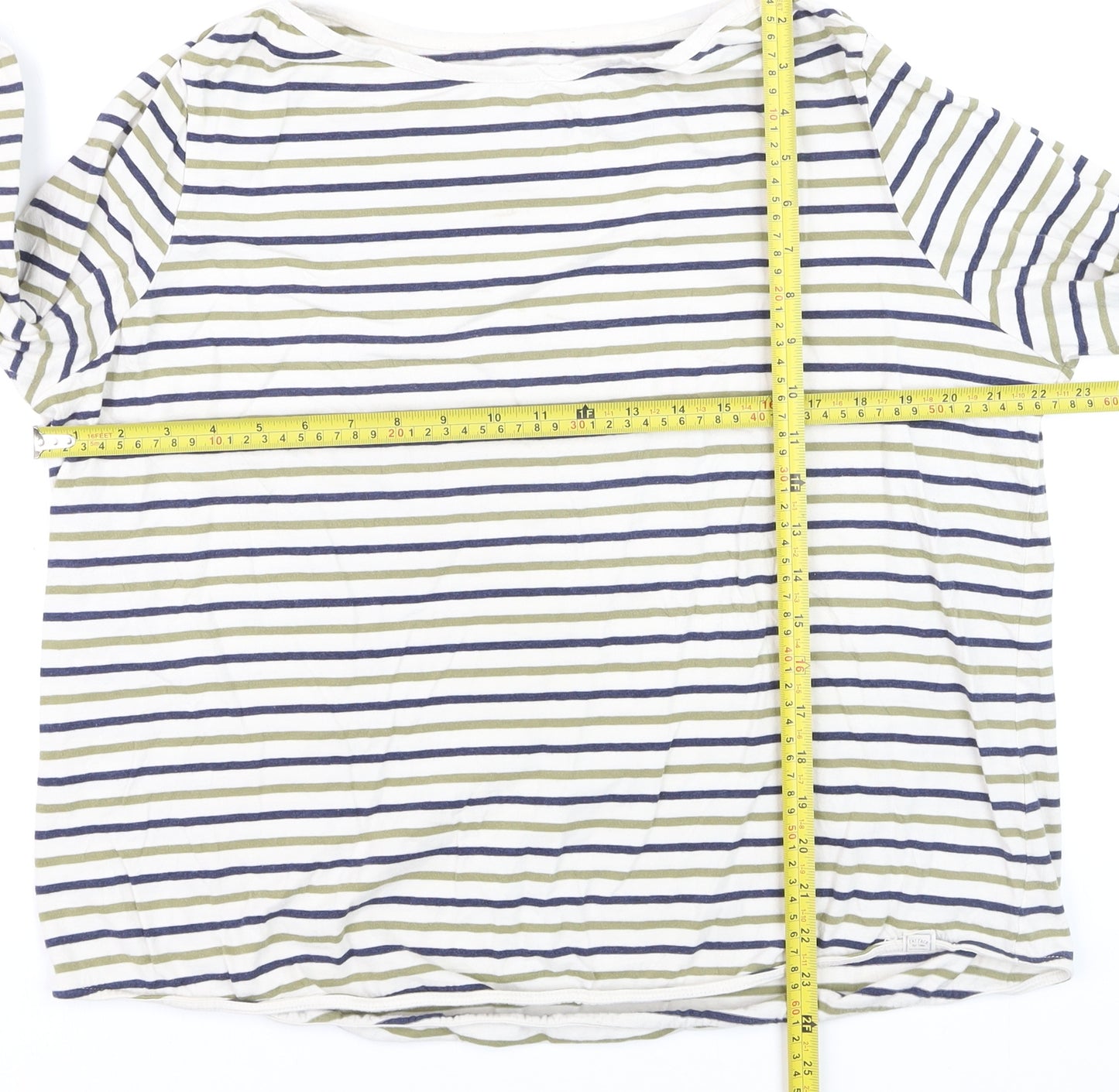 Fat Face Women's Multicoloured Striped Cotton Long Sleeve T-Shirt Size 18
