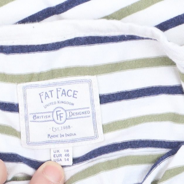 Fat Face Women's Multicoloured Striped Cotton Long Sleeve T-Shirt Size 18