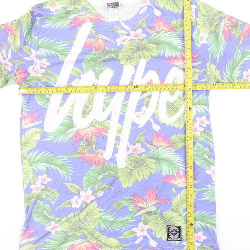 Hype Men's Blue Tropical Floral Graphic T-Shirt Size L